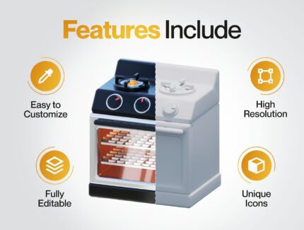 مجموعه آیکون های سه بعدی لوازم خانگی – Homy – Home Appliances 3D Icon Set