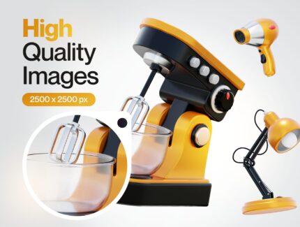 مجموعه آیکون های سه بعدی لوازم خانگی – Homy – Home Appliances 3D Icon Set
