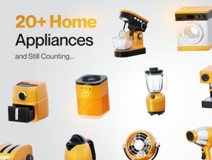 مجموعه آیکون های سه بعدی لوازم خانگی – Homy – Home Appliances 3D Icon Set