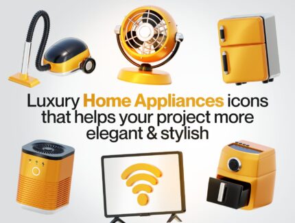 مجموعه آیکون های سه بعدی لوازم خانگی – Homy – Home Appliances 3D Icon Set