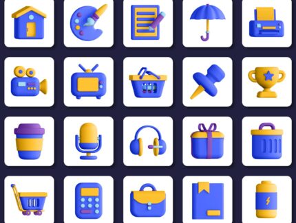 75 آیکون سه بعدی عمومی – 3D General Icons