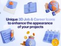مجموعه ایکون های سه بعدی مسیر شغلی – Hirely – 3D Job Career Icon Set