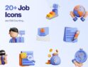 مجموعه ایکون های سه بعدی مسیر شغلی – Hirely – 3D Job Career Icon Set