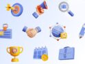 مجموعه ایکون های سه بعدی مسیر شغلی – Hirely – 3D Job Career Icon Set