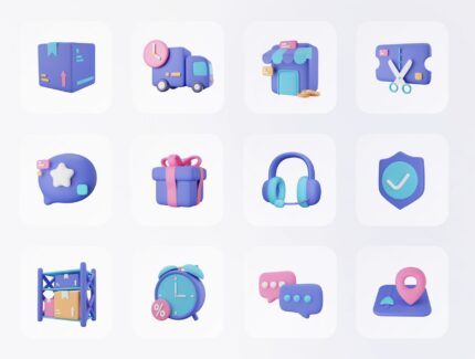 مجموعه آیکون Commercially – E-Commerce 3D Icon Set
