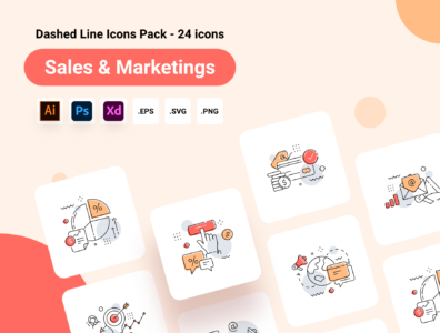 پک آیکون‌های خطی فروش و بازاریابی – Icons Pack – Sales & Marketing 