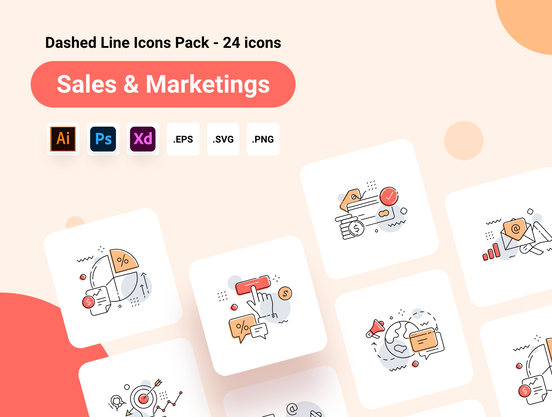 پک آیکونهای خطی فروش و بازاریابی – Icons Pack – Sales & Marketing