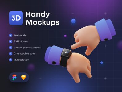 مجموعه موکاپ دست سه بعدی Handy Mockups 