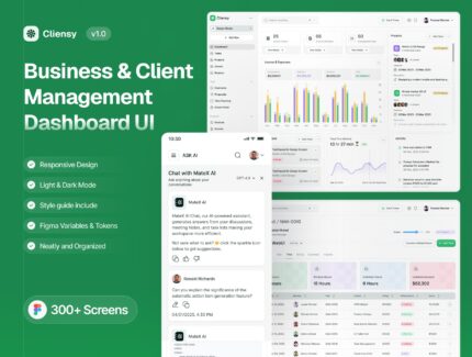 کیت رابط کاربری مدیریت ارتباط با مشتری – Business & Client Management UI Kit – CRM