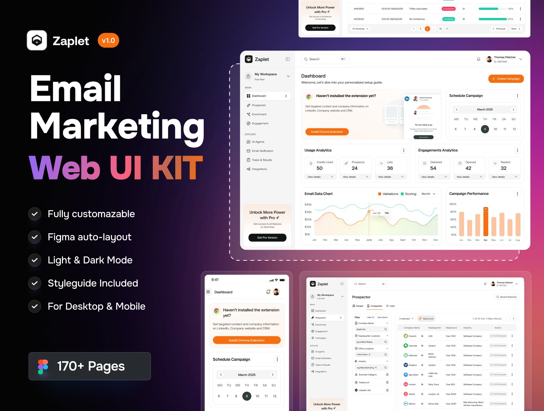 کیت رابط کاربری وب‌اپ بازاریابی ایمیلی – Email Marketing Web App UI Kit