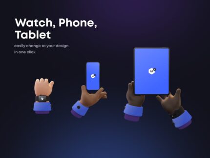 مجموعه موکاپ دست سه بعدی Handy Mockups