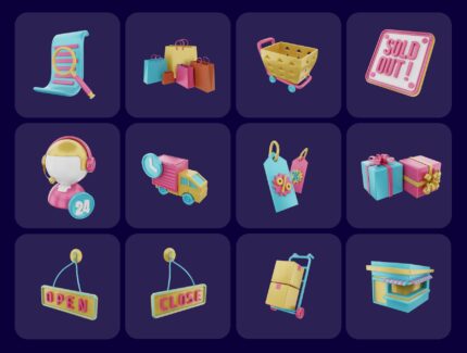 آیکون های سه بعدی فروشگاهی 3D ICONS ECOMMERCE