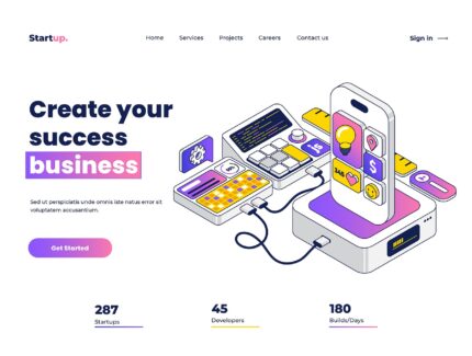 مجموعه تصاویر ایزومتریک کسب و کار – Business Isometric Illustration set