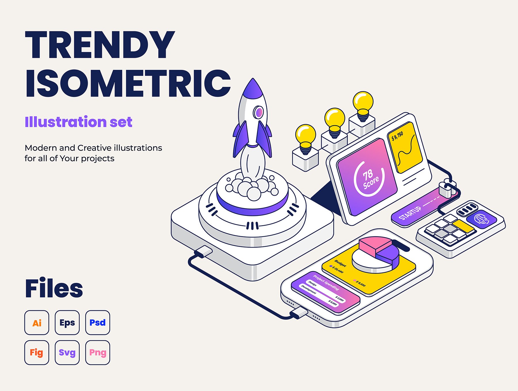 مجموعه تصاویر ایزومتریک کسب و کار – Business Isometric Illustration set