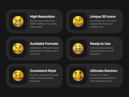 ایکون‌های ایموجی سه‌بعدی پانک – Punk Emoji 3D Icon Set