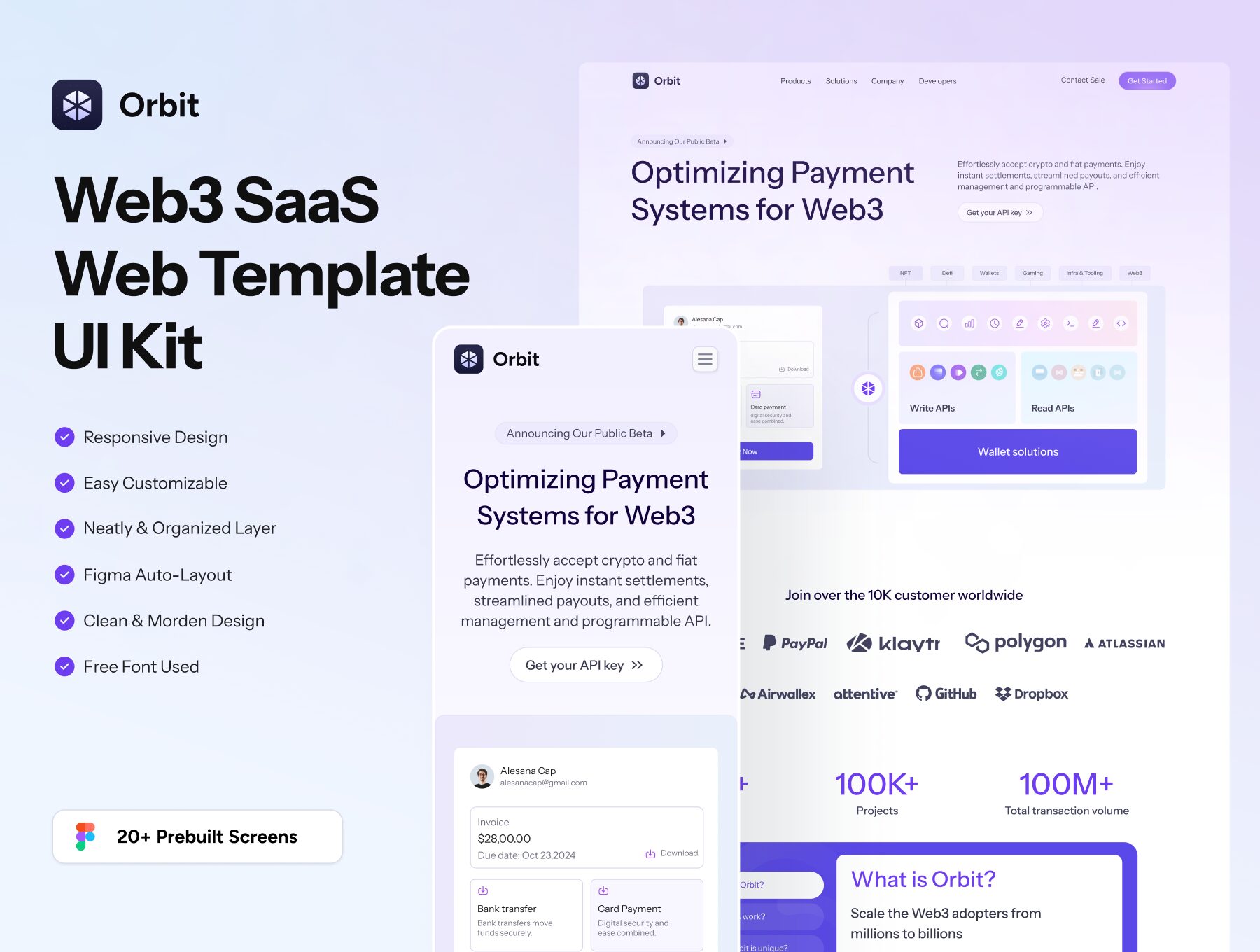 کیت رابط کاربری قالب وب – Orbit – Web3 SaaS Web Template UI Kit