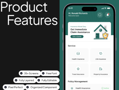 کیت رابط کاربری اپلیکیشن بیمه – Insurance App UI Kit 