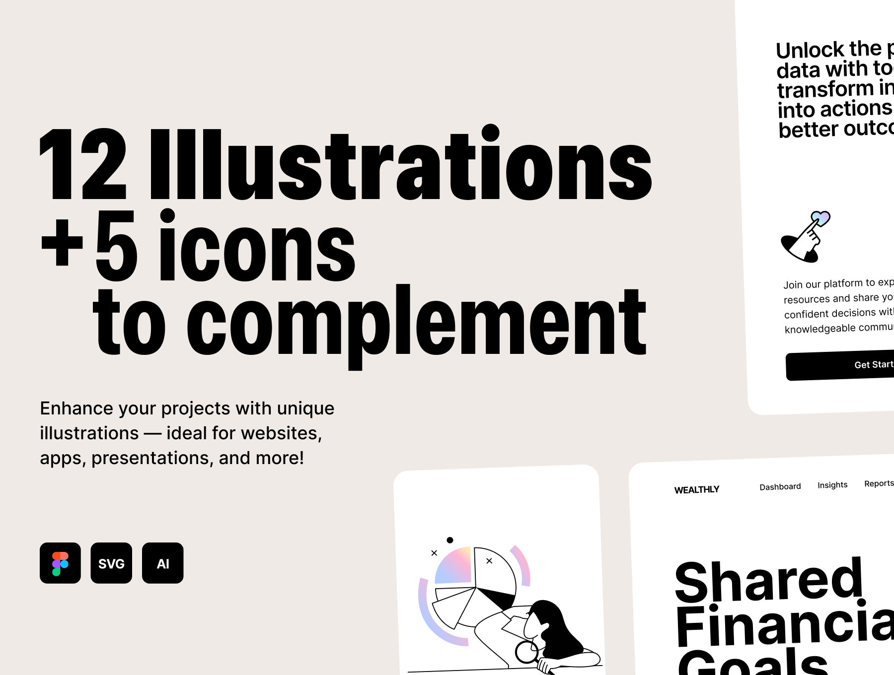 مجموعه وکتور 12 Business illustrations + icons