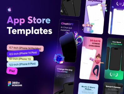 الگوهای اسکرین‌شات پیش‌نمایش فروشگاه اپ – App Store Preview Screenshot Templates 
