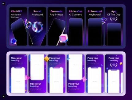 الگوهای اسکرین‌شات پیش‌نمایش فروشگاه اپ – App Store Preview Screenshot Templates