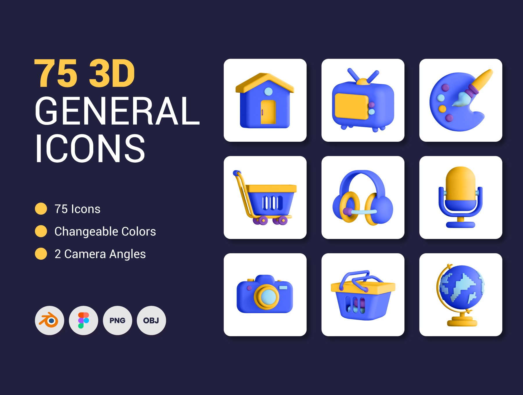 75 آیکون سه بعدی عمومی – 3D General Icons