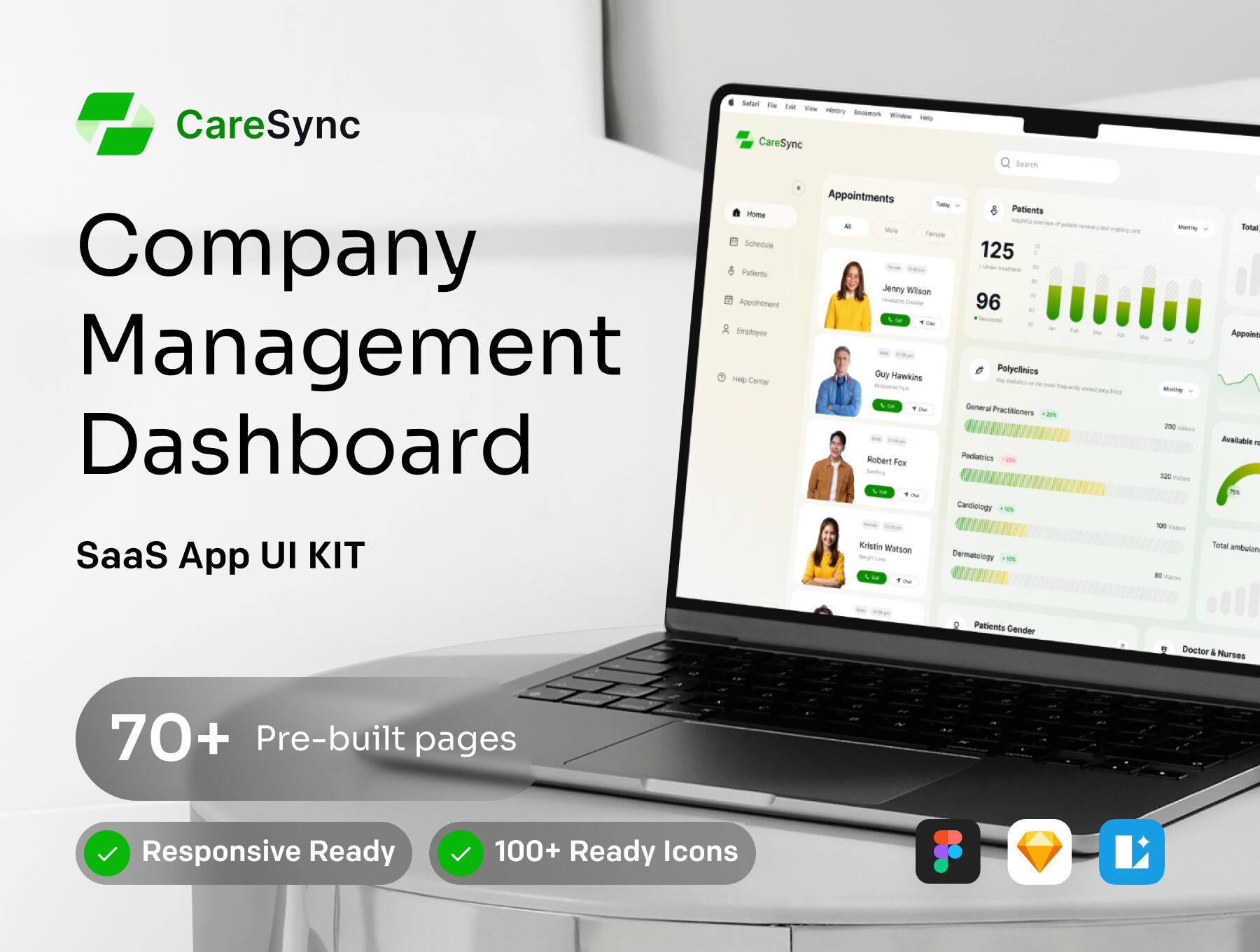 کیت رابط کاربری سلامت و بهداشت – داشبورد مدیریتی شرکت‌ها – CareSync – SAAS Company Management UI Kit