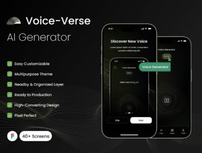 کیت رابط کاربری هوش مصنوعی – Voice Verse – AI Generator – UI Kit 