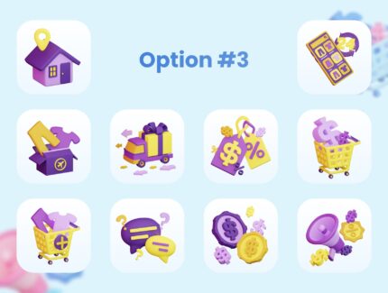 آیکون‌های 3D فروشگاهی E-Commerce 3D Icons