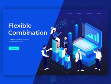 نمایش‌های ایزومتریک پایگاه داده و تجزیه و تحلیل – Database & Analytics Isometric Illustrations