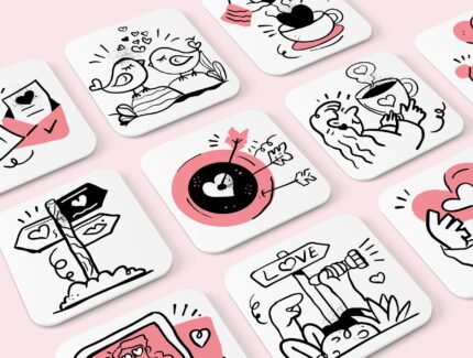 60 آیکون تصویرسازی عشق ولنتاین – Valentine Love Fintech Illustrations