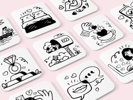 60 آیکون تصویرسازی عشق ولنتاین – Valentine Love Fintech Illustrations