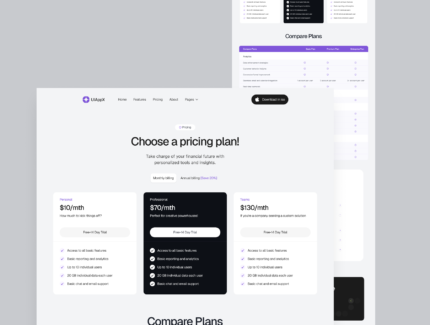 کیت رابط کاربری برای بازاریابی اپلیکیشن‌ها و فناوری مالی – UIAppX – Apps Marketing & Fintech SaaS UI Kit