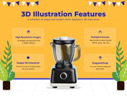 مجموعه آیکون‌های سه بعدی لوازم خانگی – Home Appliances 3D Icon Set