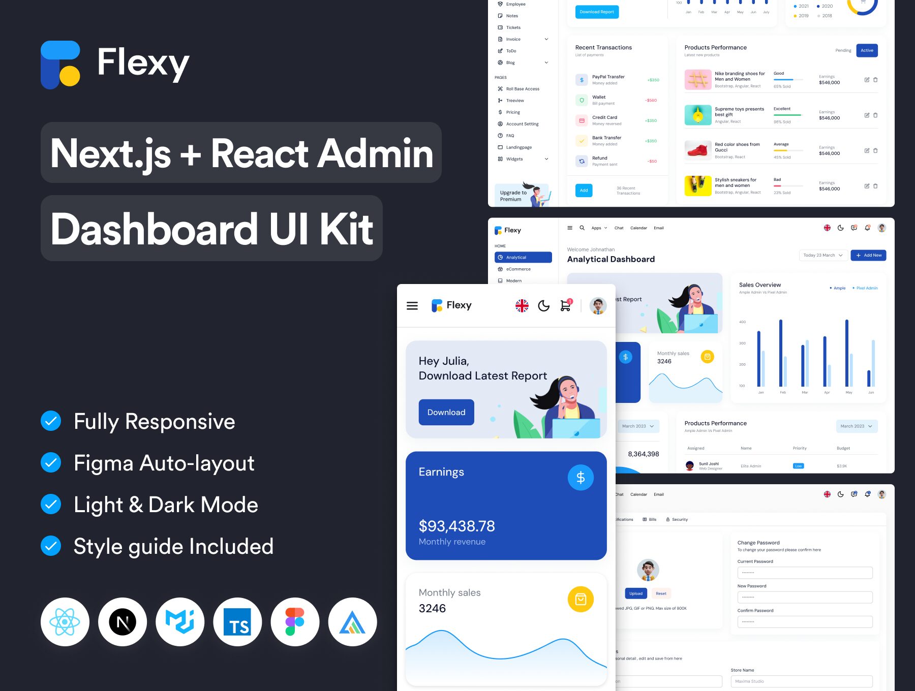 کیت رابط کاربری و قالب ریکت Flexy NextJs React Admin Template