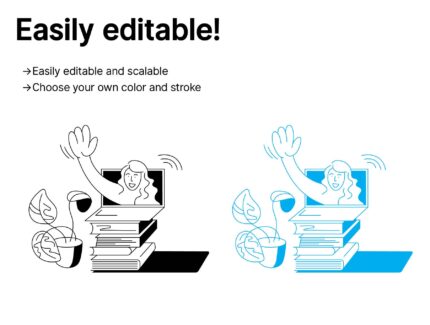 بسته تصاویر ایلوستریشن دفتر خانگی و کار از راه دور – Home office and Remote work Illustrations Pack