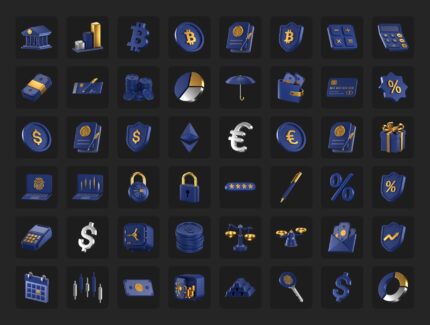 آیکون‌های سه‌بعدی فناوری مالی – Fintech 3D Icons