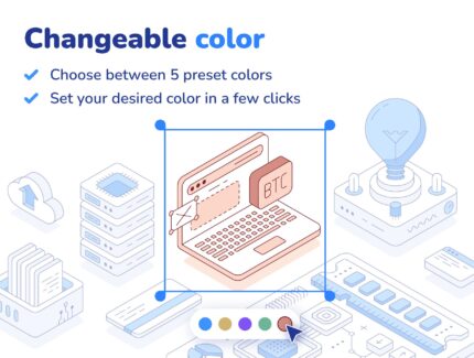 مجموعه تصاویر ایزومتریک – Outline isometric illustration set