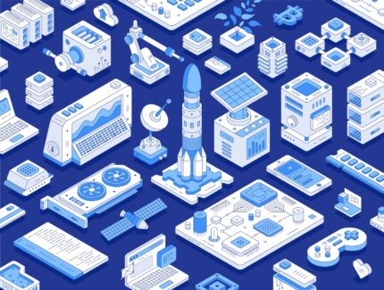 مجموعه تصاویر ایزومتریک – Outline isometric illustration set