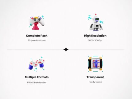 آیکون‌های سه بعدی واقعیت مجازی – 3D Virtual Reality Icons
