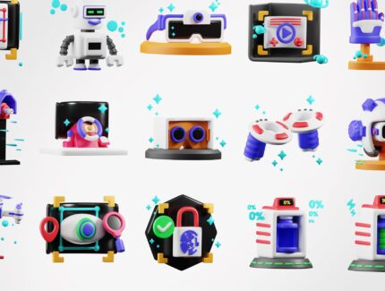آیکون‌های سه بعدی واقعیت مجازی – 3D Virtual Reality Icons