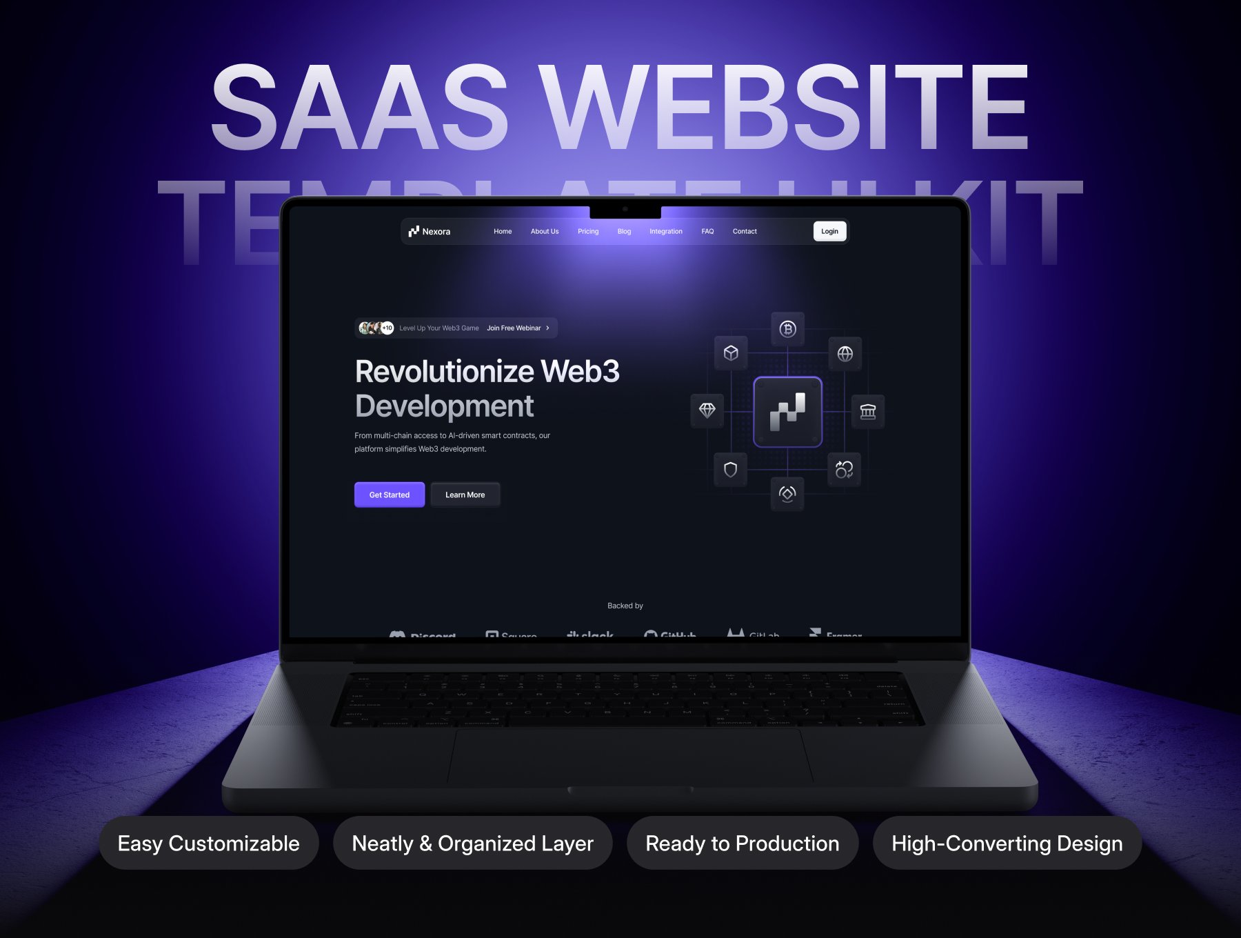 کیت رابط کاربری قالب وبسایت – Nexora – SaaS Website Template UI Kit
