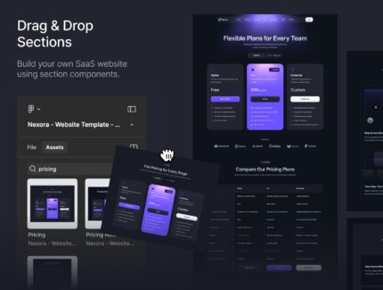 کیت رابط کاربری قالب وب‌سایت – Nexora – SaaS Website Template UI Kit