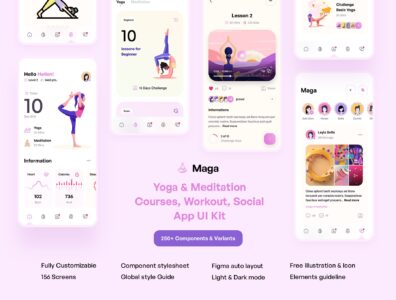 کیت رابط کاربری یوگا Maga – Yoga & Meditation UI Kit 