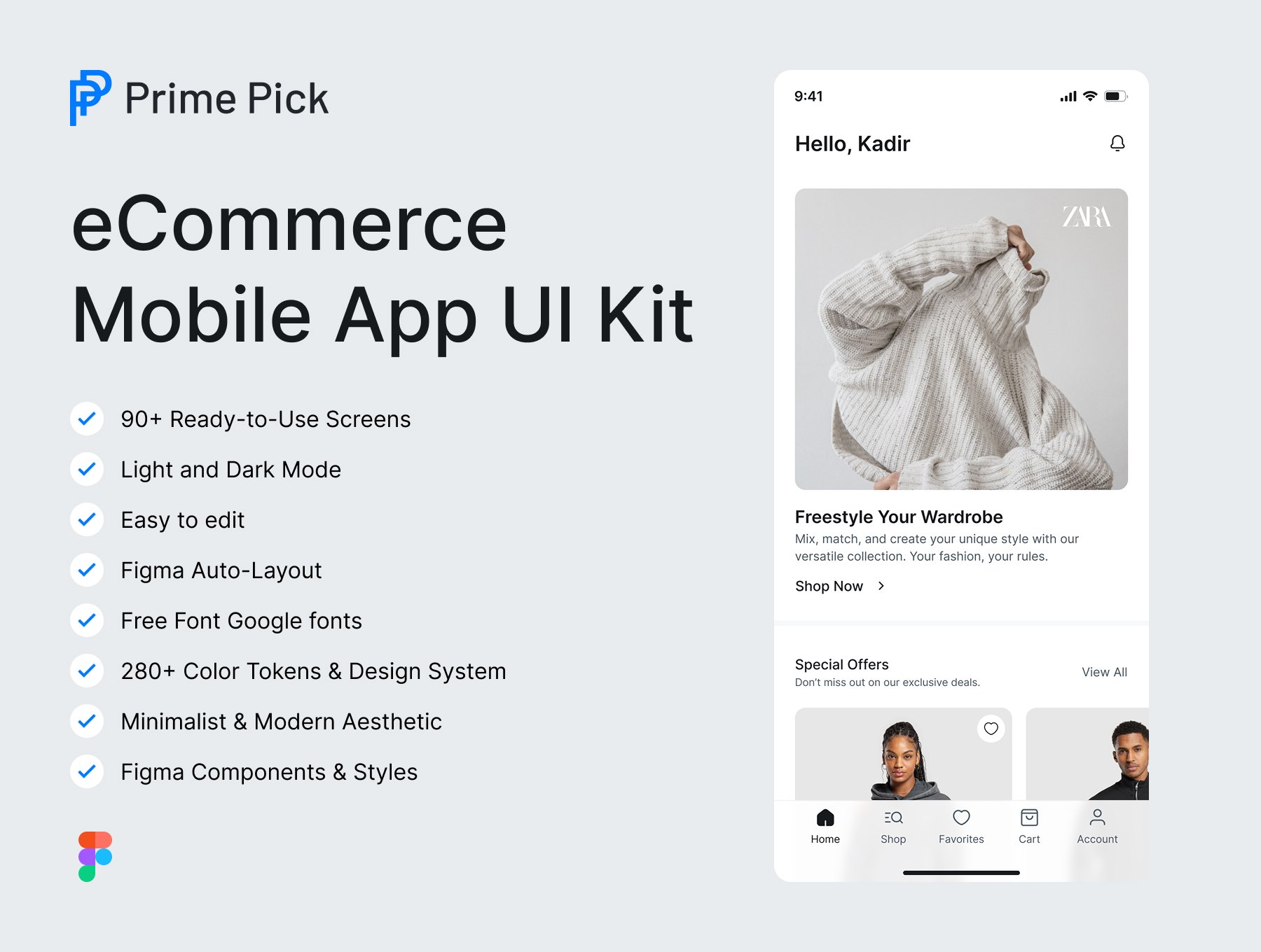 کیت رابط کاربری اپلیکیشن موبایل تجارت الکترونیک – Prime Pick – eCommerce Mobile App UI Kit