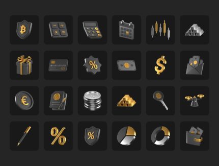 آیکون‌های سه‌بعدی فناوری مالی – Fintech 3D Icons