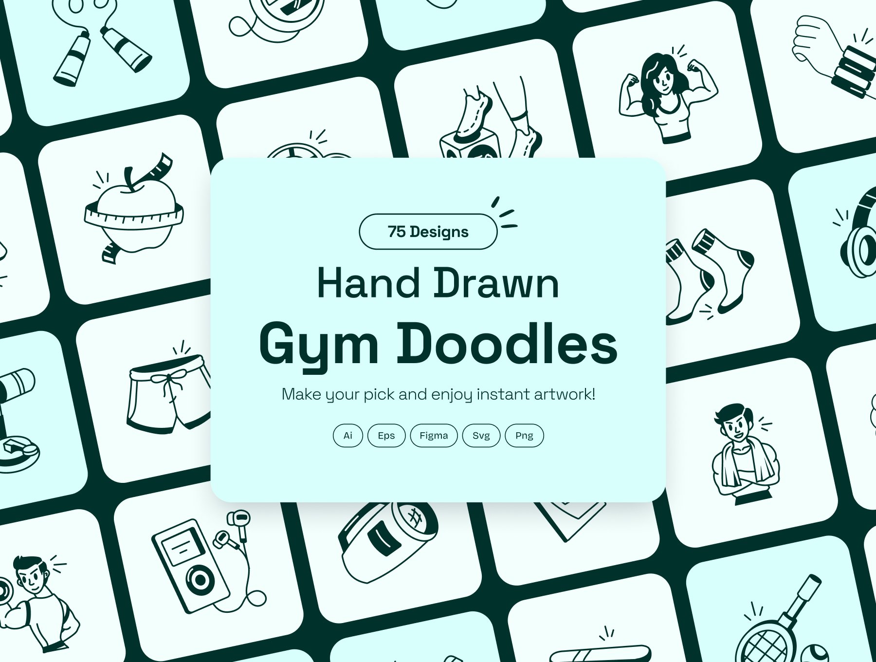 طراحی های خطی ورزشی – Gym Doodle