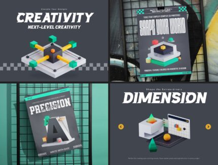 رندر سه‌بعدی طراحی گرافیک – Graphic Design 3d Render
