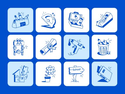 مجموعه آیکون‌های طراحی برای مدرسه – School Doodles Icon Set