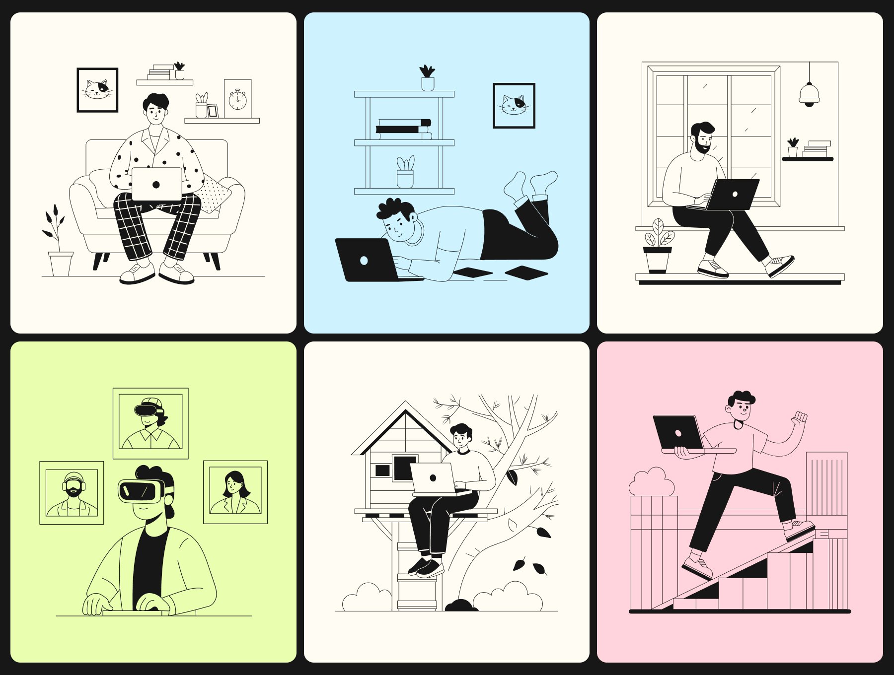 مجموعه تصویرسازی وکتور فریلنس – Freelance Vector Illustration Set