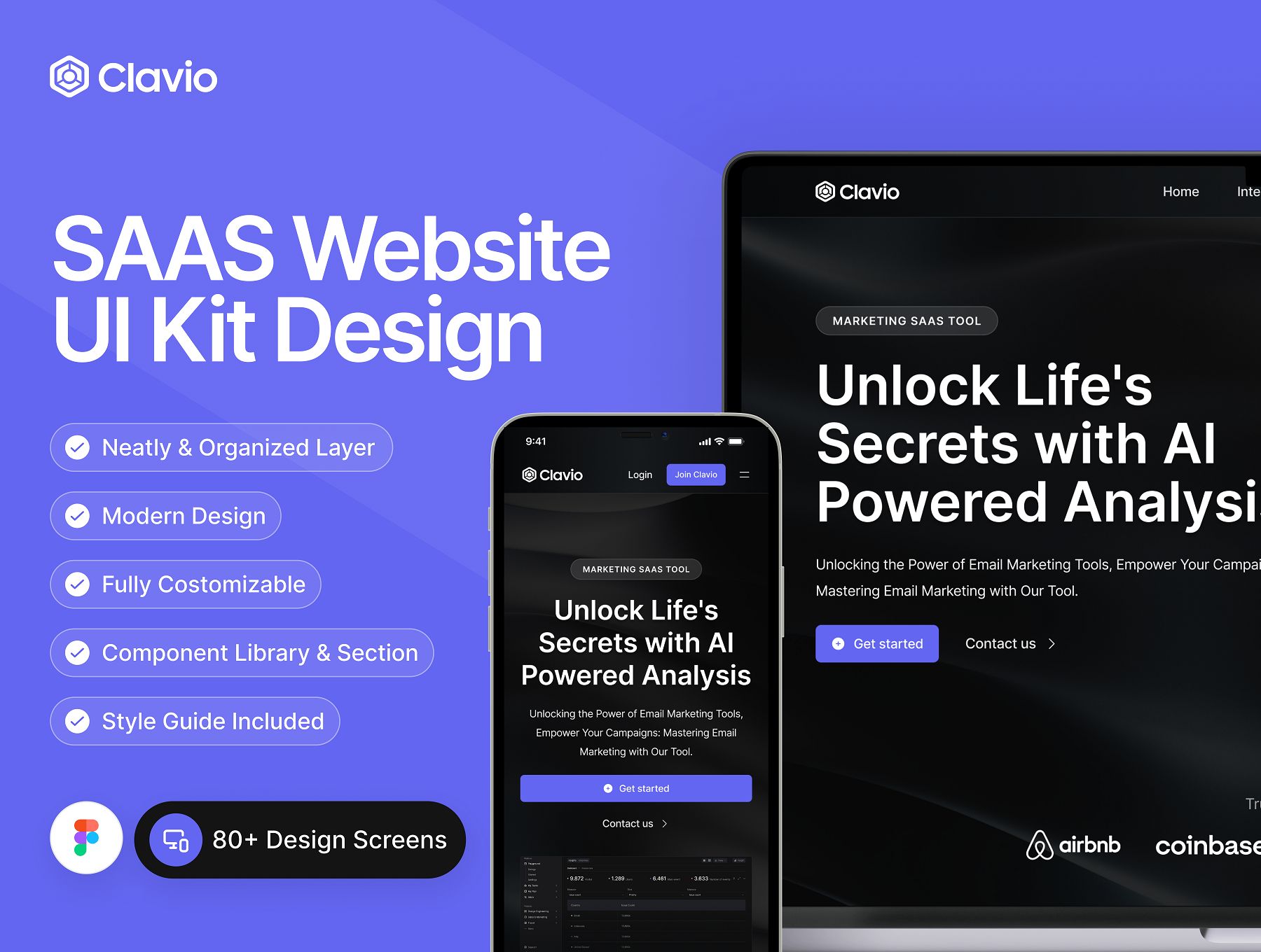 کیت رابط کاربری وب سایت – Clavio – SAAS Website UI Kit Design
